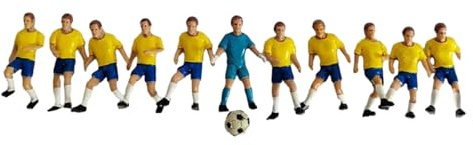 Oshhni 11 Pezzi di Calciatore in Miniatura Figure di Diorama Figure Ornament Artigianato Ragazzo Calcio per Tavolo di Sabbia in Miniatura, Giocatore Giallo