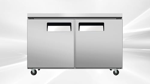 Elite Kitchen Supply Commercial Undercounter Refrigerator, 12.96 Cu Ft, 2 Solid Doors, Stainless Steel, 48.4x30.1x35.8 Inches AUR-12376 ETL