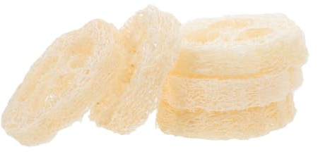 SKISUNO Esponjas Naturales de Lufa para Baño y Cocina 5 Unidades Tamaño Mediano Multifuncionales para Higiene Personal y Limpieza Doméstica