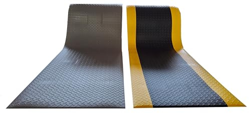 MERTEX Anti-Ermüdungsmatte Meterware 2 Breiten mittlere Belastung (schwarz/gelb, ca. 90 x 500 cm)