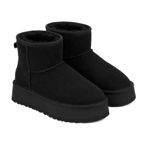 Veilante Damen Winterstiefel mit Komfort Rutschfeste & Plateau-Sohle wasserdichte Leder Schneestiefel warme gefütterte Winterboots
