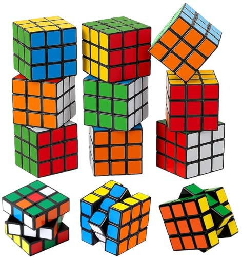 12 Stück Mini Zauberwürfel Set, 3 * 3 * 3cm Mini Rubiks Cube, Party Mitgebsel Magic Würfel für Reisespiele, Weihnachtengeschenke, Geburtstagsüberraschungen