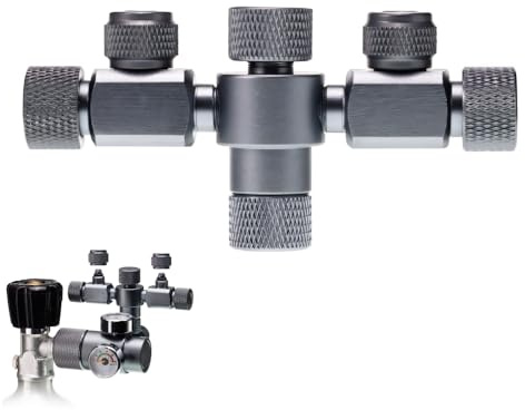 MiOYOOW KOL2-splitter för akvarium, aluminiumlegering, dubbelprecision, nålventil 2-vägs stapelbar akvarium luftventil för bubbelräknare CO2-regulator