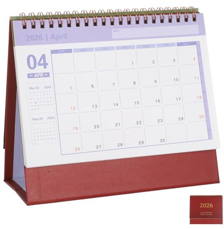 UKCOCO Tischkalender 2026: Stehender Flip-desktop-kalender 2026 mit To-do-liste für Home Office Und Schule, 19,00 X 16,50 X 8,00 Cm