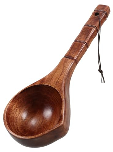 Toddmomy Cuchara De Madera para Sauna Jardín y Cocina Cucharón De Agua Tradicional Chino Mango para Enjuagues De Champú y Uso Doméstico