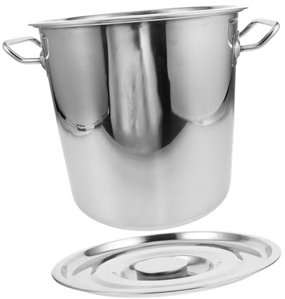VALICLUD Casserole Inox 201 25 Cm Avec Couvercle Double Poignée, Marmite à Soupe Épaisse 3,0 Mm, Ustensile La Cuisine Professionnel Pour Cuisson En Marmite Quotidienne