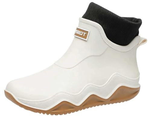 Gummistiefel Damen Gefüttert - Rutschfeste Regenschuhe Wasserdicht Atmungsaktiv Gummistiefeletten Regenstiefel mit Futter Outdoor Unisex Erwachsene Stiefeletten Garten Leichte Rain Boots Stiefel