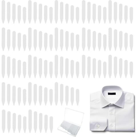 JYNXOR 100 Stück Hemdkragen Einsatz Herren, Kragenstäbchen Herren,Kragenstäbchen, Weißes Collar Stays for Men, Hemd Kragenstäbchens für Vater, Ehemann, Geschäft Hemd, Shirt Collar Inserts(5 Größen)
