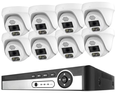 WAFOHSR Di Telecamere Sicurezza 8CH 8MP 5MP Kit Videosorveglianza Con Rilevamento Facciale Ai Audio Bidirezionale Set IP App Rilevamento Del Movimento(None,8CH NVR 8Pcs Cam 5MP)
