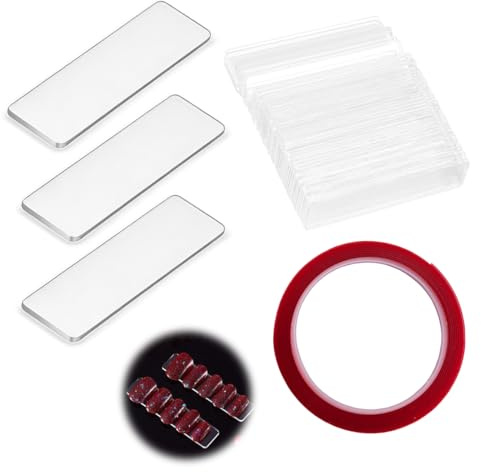 YIPFEN 50 pièces Présentoir à Conseils Nail Art, Présentation avec Ruban Adhésif Double Face 3M, Pour la Pratique de Manucure, Designs Nail Art, Nuancier Ongles et Support Ongles (Transparent)