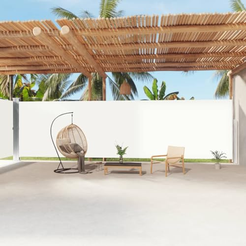Toldo lateral extensible, color crema, 220 x 1200 cm, para balcón, terraza, jardín