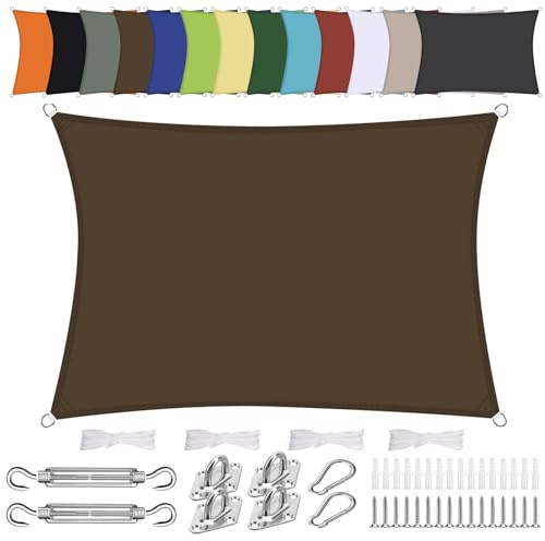 Vela ombreggiante Rettangolare 6x8M Impermeabile Tenda a Vela Parasole Protezione Solare Anti UV per Giardino Esterno Terrazza-Caffè