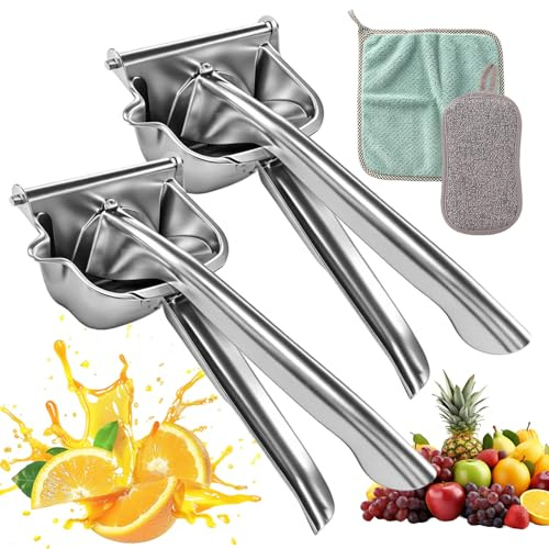 Presse Agrumes Manuel Acier Inox 304, Lot 2 Presse Agrumes + Chiffons