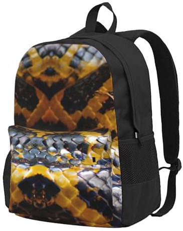 NImongt Mochila de gran capacidad con estampado de serpiente amarilla para adultos, viajes, escuela, viajes, trabajo, uso diario al aire libre