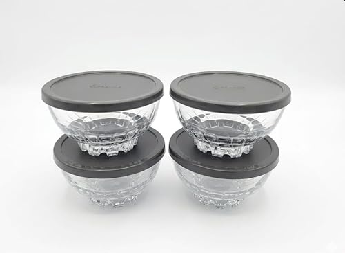 EISIA Glas Schalen Set mit Deckel 4er Set Dessertschalen Aufbewahrungsschalen Transparent