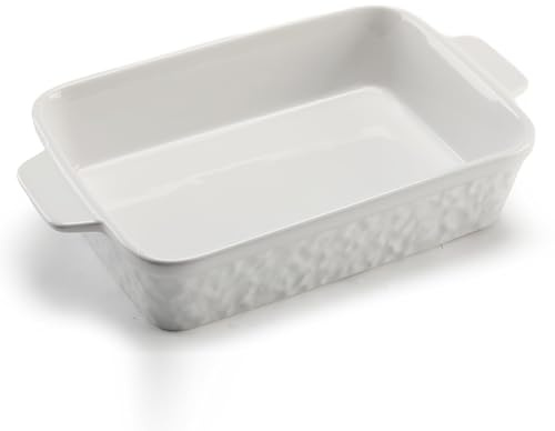 Grand plat à gratin rectangulaire de 36 cm avec poignées, plat à gratin rectangulaire, tradition en grès, profond, en céramique, pour lasagnes, tiramisu, rôtis et ragoûts (36 cm, blanc)