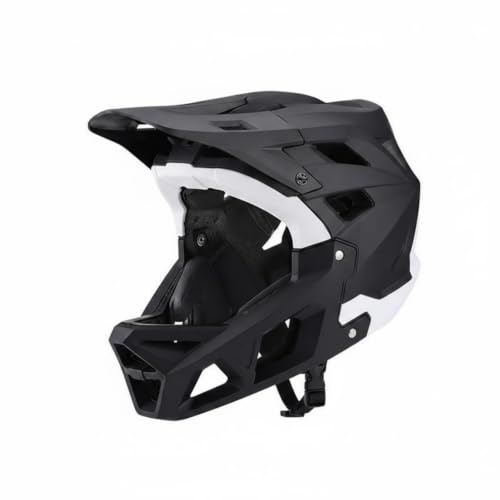 Amagogo Adult Bike Headgear Mountain Bike Helmet Full Face Downhill Helmet Men Women PC Impact orbing Foam Extended Coverage Adjustable suitable for downhill, Black White, L 59-61CM