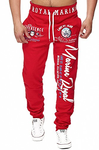 L.Gonline Jogginghose Herren Lang | Jungen Baumwolle Sporthose gemütlich | Freizeithose Männer | innen Vlies Soft | Jogger Training | Trainingshose | Marine Royal