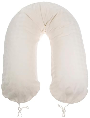 Minky Mooh Stillkissen XXL Bio Baumwolle mit Kapok Füllung | großes Kissen zum Stillen und Flasche geben | Schwangerschaftskissen Seitenschläferkissen | antiallergisch und leise | 190x30 cm, créme