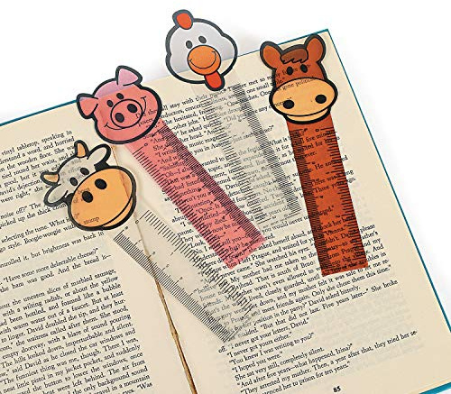 cama24com Bauernhof Lesezeichen 4 Motive Kindergeburtstag Mitgebsel 12 Stück mit Palandi® Sticker
