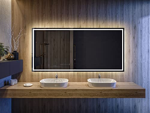 FORAM Badspiegel mit Beleuchtung - Led Spiegel Bad - 120x70 - Badezimmerspiegel Nach Maß - auf Individuelle Bestellung Gefertigt - Modernes Design - Ohne Rahmen