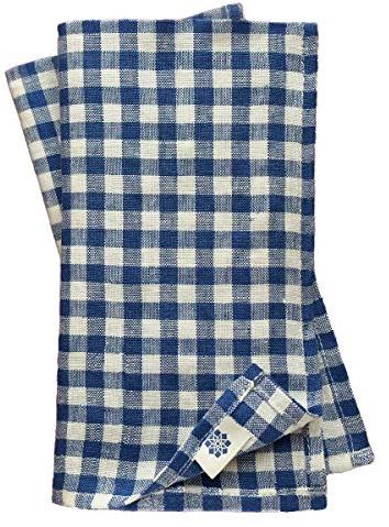 Linen & Cotton 4 x Stoffservietten Estella - Weiß Blau, 43 x 43 cm | 100% Leinen, Leinenservietten Kariert im Landhausstil, Servietten fur Frühling, Sommer / Home Küche Restaurant Cafe Bistro
