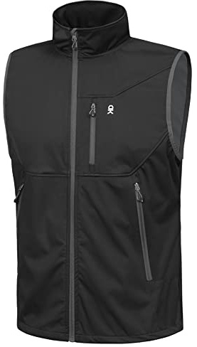 Little Donkey Andy Men's Lightweight Softshell Vest Windproof Sleeveless Jacket for Travel Hiking Running Golf Black L