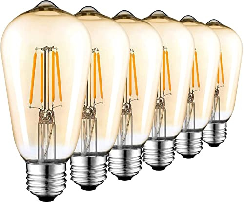 Vintage LED Edison Filament Bulb 4W E27 400LM ST64 Warm White 2700K 6-Pack