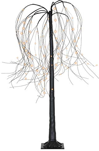 Weidenbaum schwarz 96 LED warm weiß Trauerweide Lichterbaum 150 cm hoch Trafo IP44 Weihnachtsbeleuchtung Außenbeleuchtung Xmas Gartendeko
