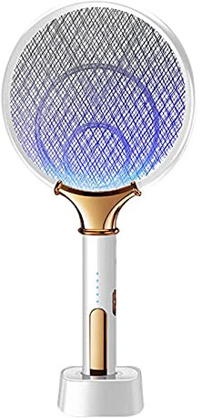 Tapette à mouches électrique, tue-mouches, tapette à moustiques électrique, raquette anti-insectes rechargeable par USB (Blanc)