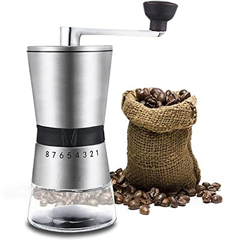 Moulin à café manuel portable - Moulin à café manuel en acier inoxydable avec broyeur en céramique - Moulin à expresso portable pour grains de café de toutes sortes.
