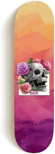 DRIP Skateboards - Drip Sunset Skull Skateboard Deck (versch. Breiten) + Griptape/Hochwertiger Canadian Maple! 7.75 / 7.875 / 8.00 / 8.125 / 8.25 / 8.375 / 8.50 (7.75)