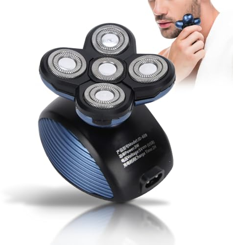Rasoir électrique pour hommes, rasoir électrique sans fil et rechargeable par USB, rasoir étanche à 5 lames, kit de toilettage pour tondeuse à barbe pour rasoir rotatif électrique