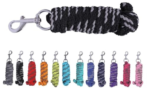 NETPROSHOP Halfter oder Führstrick Einfarbig für Ihre Lieblinge Mini Shetty bis XL Full, Groesse:Strick, Farbe:Schwarz