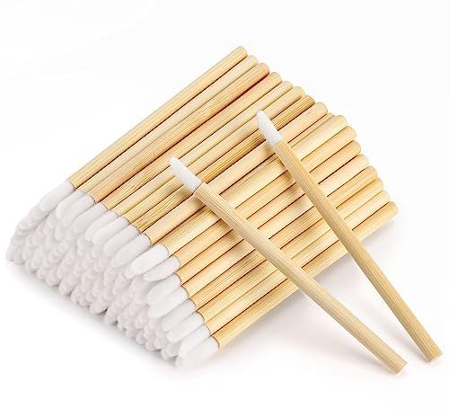 100pcs Disposable Bamboo Handle Lip Brushes Lipstick Lip Gloss Wands Applicator Makeup Tool