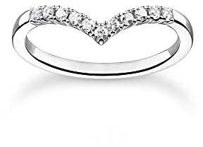 THOMAS SABO Damen Ring V-Form mit weißen Steinen