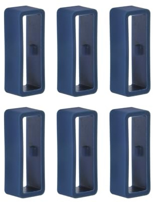 sourcing map 6pcs Montre Sangle Boucle Attache Anneaux 22mm Caoutchouc Montre Support Gardien Silicone pour Montre Bracelet, Marine Bleu