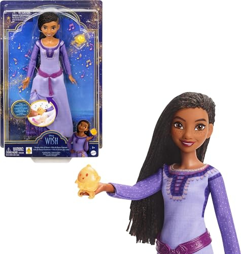 Mattel Disney Wish singende Asha of Rosas Modepuppe & Star Figur, beweglich mit abnehmbarem Outfit, singt This Wish auf Englisch