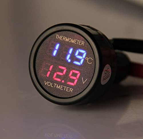 ATEC 3-in-1 Voltmeter/Thermometer/USB-Ladegerät auf Zigarettenanzünder, ideal für Autos, Motorräder, Boote und LKWs