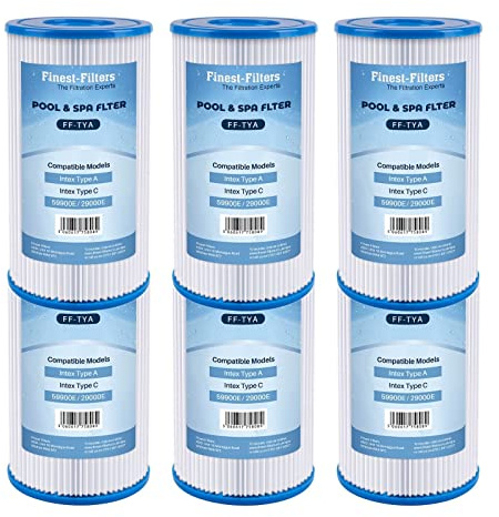 6 Pack Replacement Swimming Pool Pump Water Filter Cartridge Compatible for Bestway 3 & Intex Type A Or C Pool Water Filters