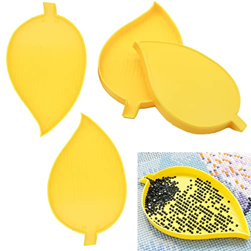 Diamond Painting Zubehör Tray Diamant Perlen Tablett, Blattform Divider Stapelbar Tray,DIY Malerei Tools, Art Malerei Perlen Sortierschalen, Werkzeuge Kunsthandwerk, Gelb,14.5x8.5cm, 4 Stück