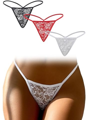 comeondear Women's Lace G-strings Thongs Tangas Plus Size Floral Underwear Briefs