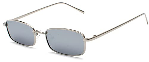 Ggpyyon Vintage Rechteckig Sonnenbrille Damen Herren Retro Schmale Brill | Metallrahmen,Klassisch,Rechteckigen,Sonnen brillen,UV400-Schutz