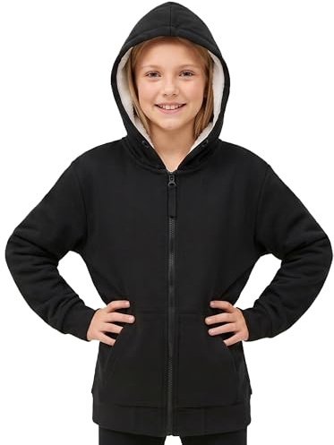 CityComfort Sweat à Capuche Enfant Zippé Veste Polaire Doublée Hoodie Pull Polaire Zippé Veste Fourrée Blouson Doublé Vêtement Hiver Chaud Enfant Ado 5-15 Ans