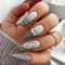 Ceboic 24 Stück Weihnachten Press on Nails Mandel, Lang Ballerina Französische Künstliche Nägel Schneeflocke Strass Acryl Nägel Zum Aufkleben, Full Cover Kunstnägel Falsche Nägel für Frauen & Mädchen