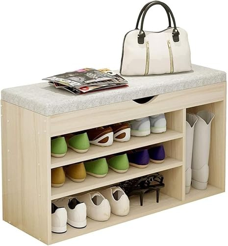 Skoställ 3 våningar Skoställ Skoskåp Skobänk med lyftbänk och mjuk sittdyna Skoställ Organizer (Color : A)