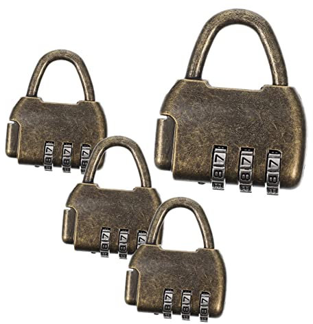 Hemobllo Vintage Zahlenschloss Metall Vorhängeschloss Mit 4-stelliger Kombination Für Schmuckbox Schrank Holzbox Sicherheitsschloss