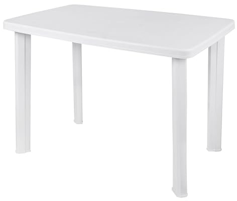 Spetebo Trädgårdsbord i plast, 100 x 72 cm – vitt – campingbord rektangulärt i klassisk design – balkongbord, terrassbord, campingbord, utomhus, trädgårdsbord för utomhusbruk