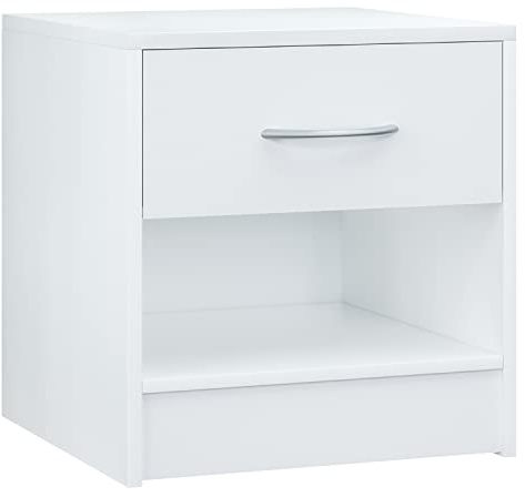 Casaria Nachttisch mit Schublade Weiß | 41x39x28 cm, mit Ablage, für Boxspringbett, 50cm Komforthöhe, Schlafzimmer, Nachtschrank, Holz, Nachtkommode, Set