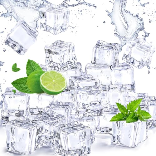 DomeStar 100PCS Clear Fake Ice Cubes, 0.7'' Acrylic Fake Ice Vase Fillers Centerpiece Photography Accessories Food Props Table Scatter Decoration
